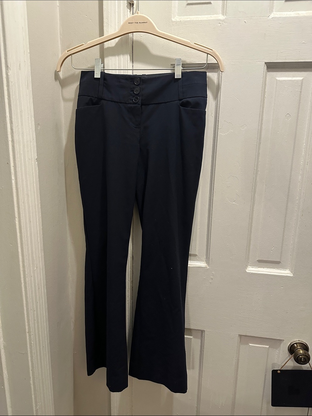 The Limited Navy High-Rise Triple Button Dress Trousers